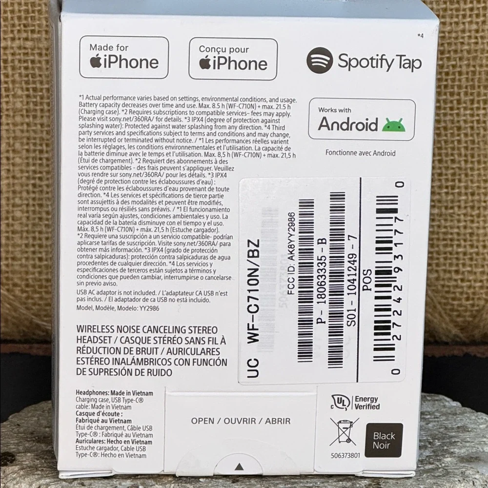 Sony WF-C710N Earbuds in Black Wireless Noise Canceling New in‎ Box